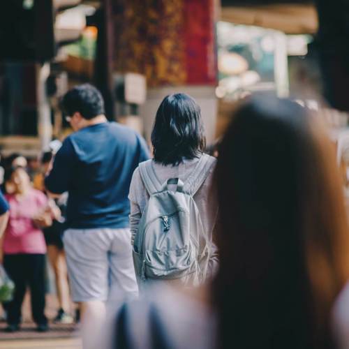 Crowd of people in a busy street